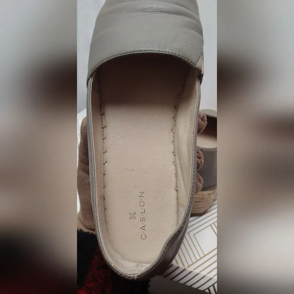 Caslon Gray Tige En Cuir Leather Upper Slip On Platform Espadrille Sz 10